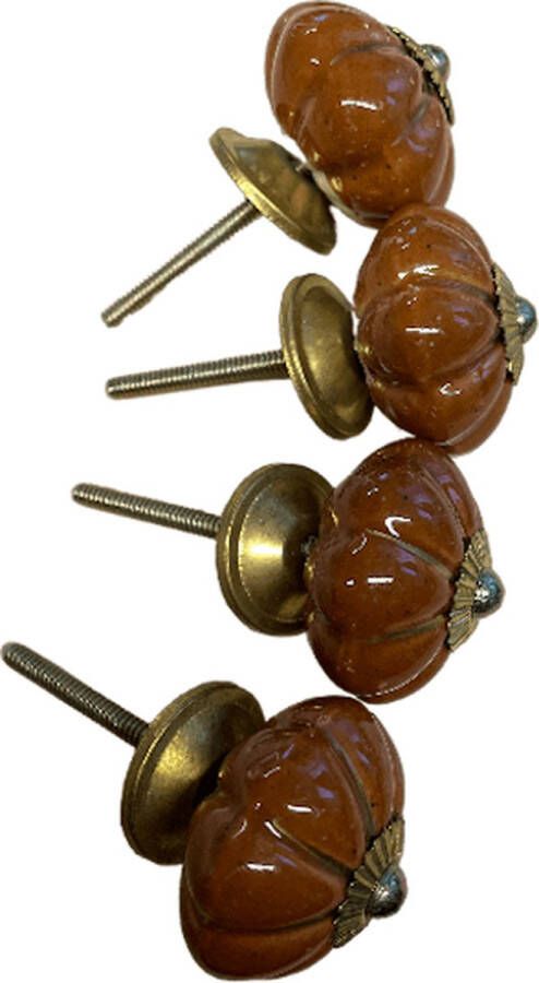 Kastknop Porselein Bruin 4cm 10 Stuks