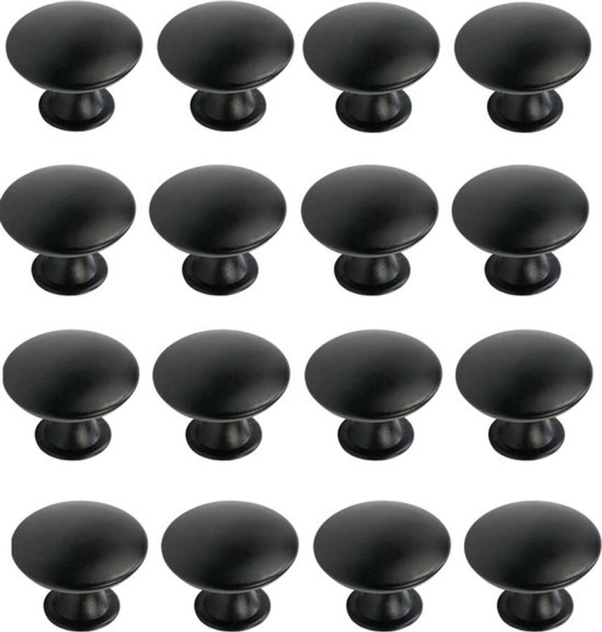 Kastknoppen 16 stuks zwarte deurknoppen Ladeknoppen zwart rond Kastknop Meubelknop Deurknoppen voor kasten Meubelbeslag Deurknopjes Meubelknoppen Geschikt Voor kasten laden deuren kasten laden en kasten 30mm