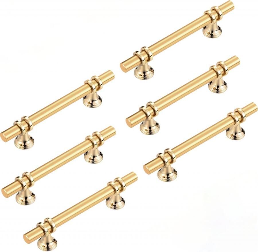 Kastknoppen 6 Stuks Keukenkastgrepen Zinklegering en Aluminiumlegering Met schroeven Handgreep Kast Deurknopjes Meubelbeslag Meubelknoppen Deurgreep Kastknopjes Meubelgreep Voor Deurtjes Keukenkastjes en lade 128mm Goud