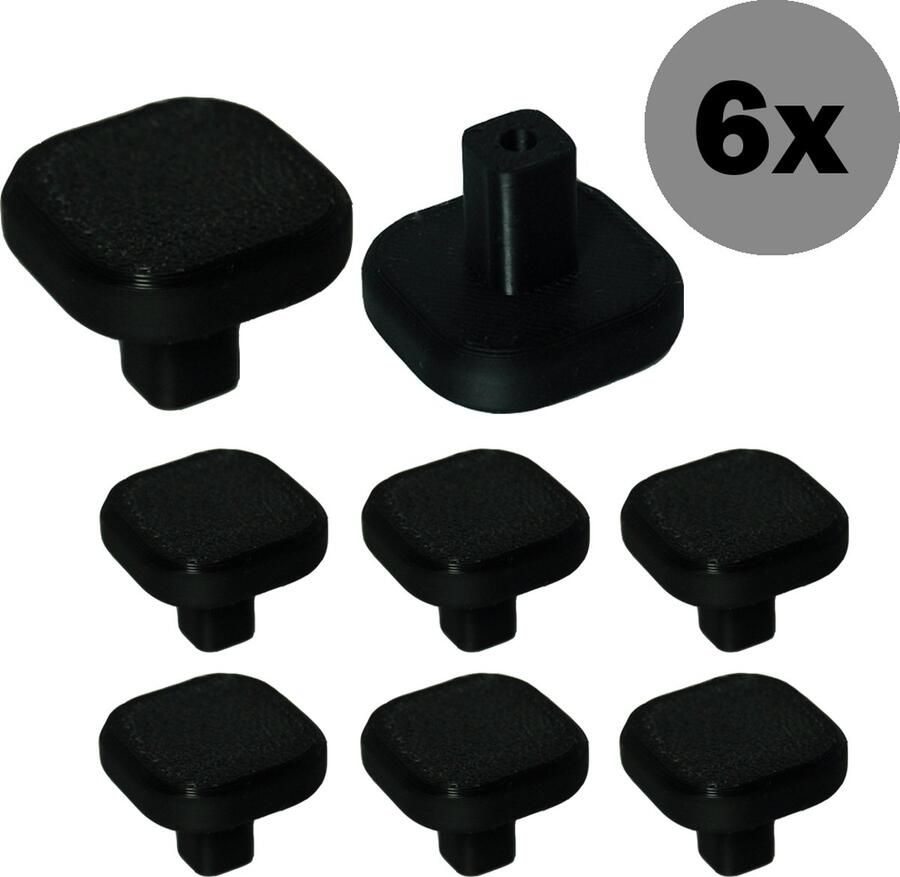 Kastknoppen 6 Stuks Zwart Vierkant Deurknoppen voor kasten Meubelknop Deurknop Meubelknoppen Inclusief bevestiging