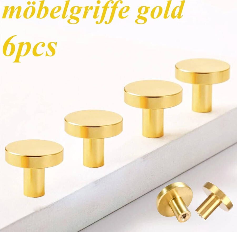 Kastknoppen goud 6 stuks meubelgrepen goud rond meubelknoppen vintage deurknop goud matte gouden handgrepen met schroeven voor kledingkast commodes laden