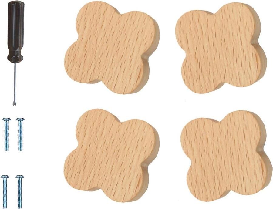 Kastknoppen klavertje vier hout design set van 4 lade handgrepen voor huis keuken slaapkamer kledingkast