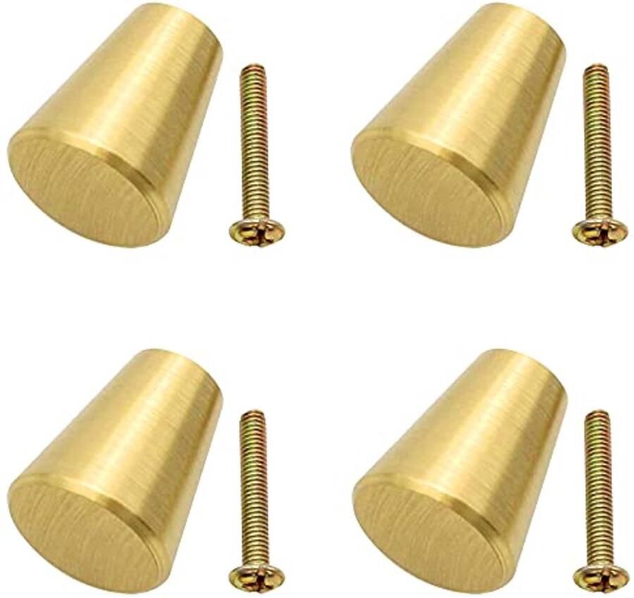 Kastknoppen Set van 4 Massief Messing Geborsteld Goud voor Meubels