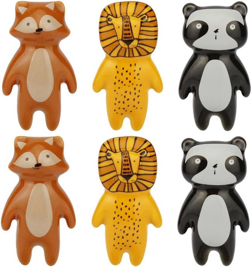 Kastknoppen voor kinderen 6 stuks keramische meubelknoppen ladegrepen meubelgreep decoratieve cartoon dierenknoppen meubelknop kinderkamer voor kasten laden