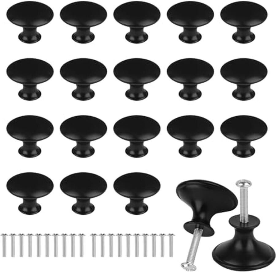 Kastknoppen Zwart 30 mm 20 Stuks Lades & Kasten