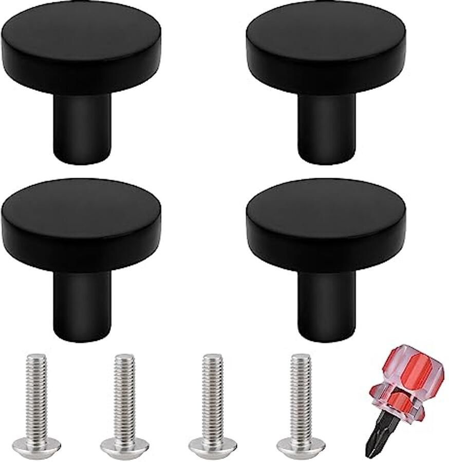 Kastknoppen Zwart 4 Stuks Mat Meubelknoppen van Roestvrij Staal voor Keukenkasten en Laden