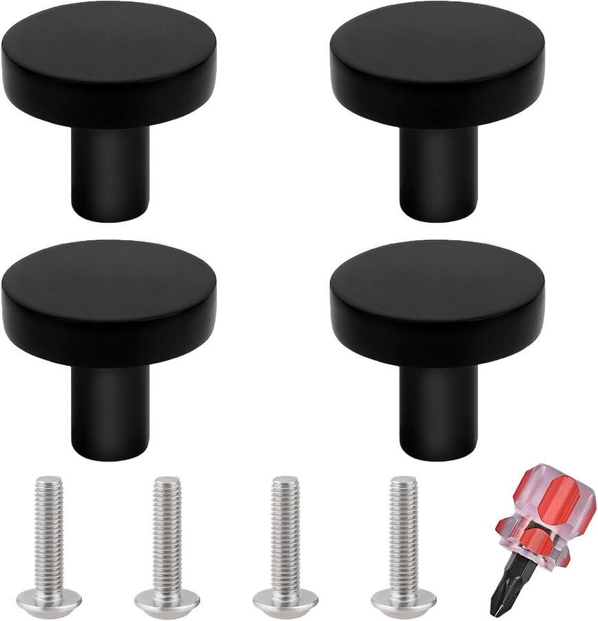 Kastknoppen zwart moderne meubelknoppen 4 stuks roestvrij staal 30 mm