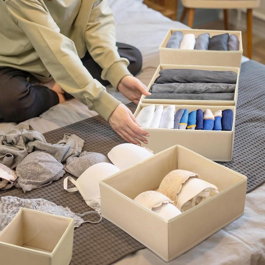 12 stuks kast- en lade-organizer opvouwbare opbergdozen stof kledingkast organizer ondergoed organizer lade voor kleding beha's sokken stropdassen