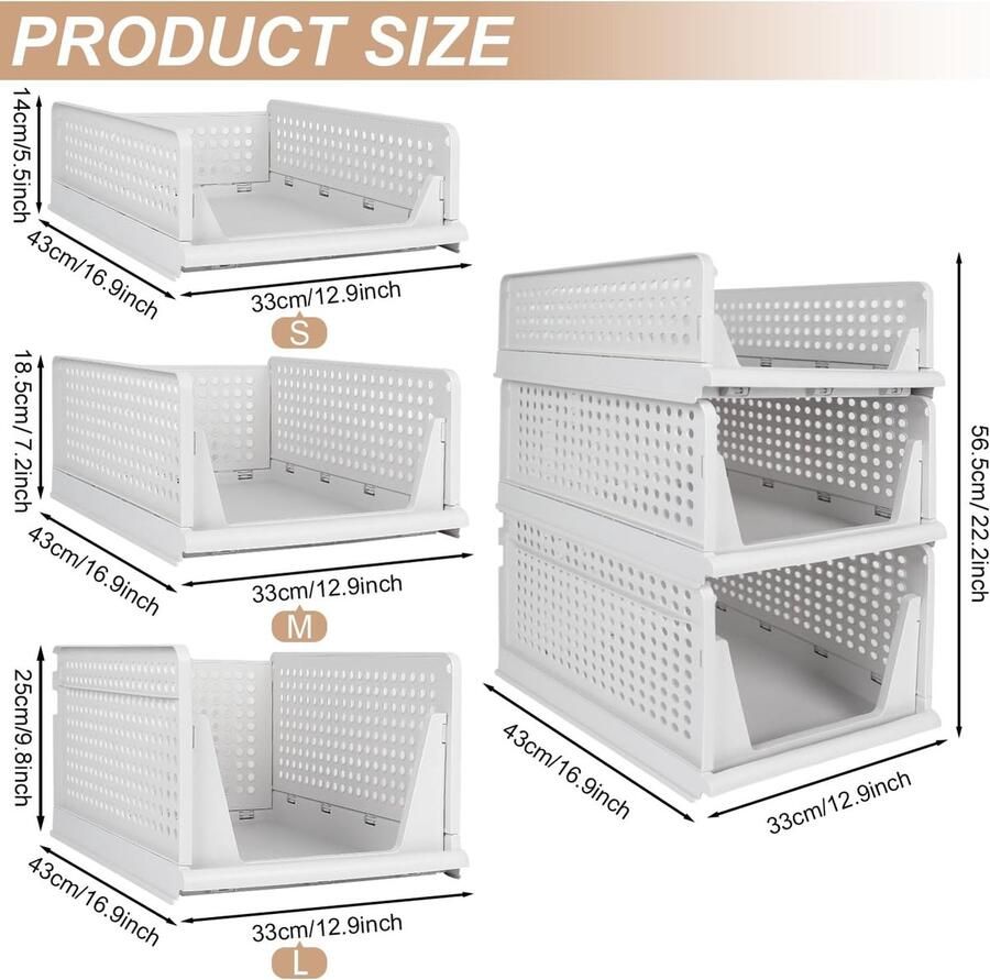Kast Organizer kledingkast 3 maten opvouwbare kledingkast organizer opbergsysteem voor kledingkast laden kledingkast (S M L)
