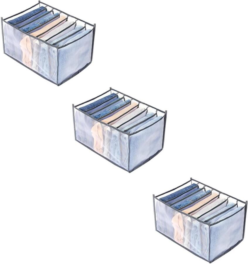 Kastorganizer 3 Stuks Kledingopbergdoos Lade Organizer Set Polyester Opbergmanden Opvouwbare voor jeans T-shirts 36*25*20cm Grijs