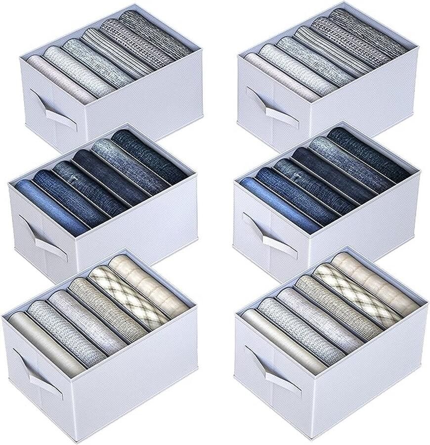 6 stuks lade-opbergsysteem voor jeans broeken overhemden opbergdozen ladebox in kledingkast laden commode kledingopslag organizer box 34 x 25 x 20 cm 6 opbergvakken