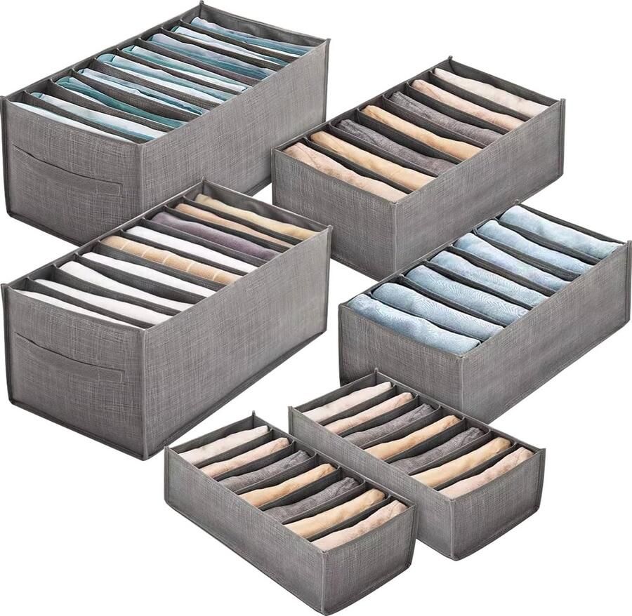 Kastorganizer voor jeans broeken overhemden lades opbergsysteem opbergdozen voor sokken en ondergoed 46 vakken lade-organizer opvouwbare dozen voor het bewaren van sjaals stropdassen riemen en andere accessoires (6-delige set)