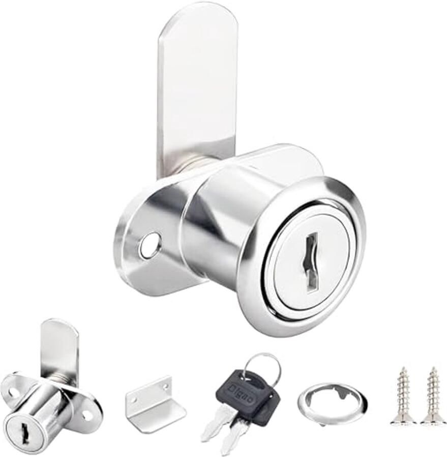 Kastsloten en Brievenbussloten voor Meubels met Sleutels Geschikt voor Archiefkasten Schoenkasten Cilinderdiameter 16 mm Zilver