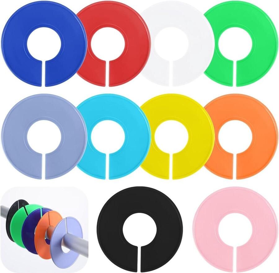 Closet Dividers for Hanging Clothes 10 Pcs Color Plastic Rack Dividers Round Clothes Cabinet Labels Reusable Separators