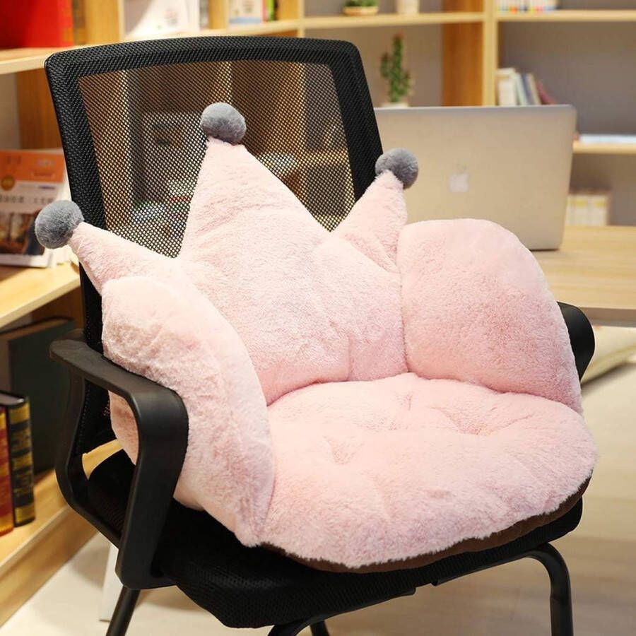 Kat poot rugkussen zitkussen schattig kattenpoot stoelkussen pluche comfort warm zitkussen voor kantoor lazy warm zitkussen bed tatami vloerkussen voor thuiskantoor (kroon-roze)