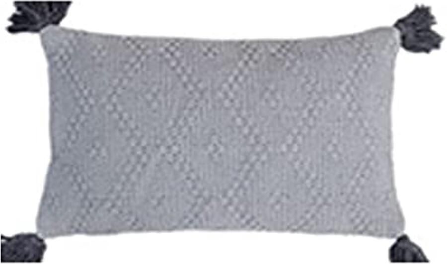 Katoen Geweven Kussensloop met Dubbelzijdige Kwasten Eenvoudig en Veelzijdig voor Bank en Kantoor 30x45 cm (Grijs)