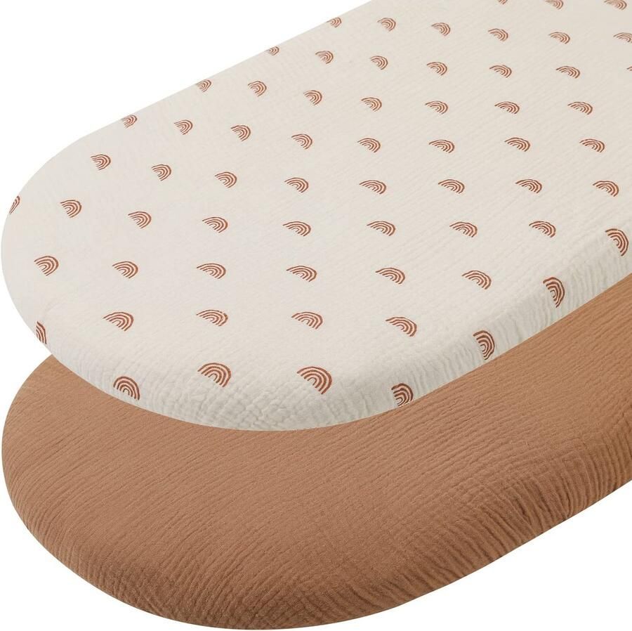 Katoenen chiffon wieglaken 82x41CM 100% katoenen hoeslaken geschikt voor ovale en rechthoekige matrassen 70x35 78x36 80x40 cm (regenboogkleur)