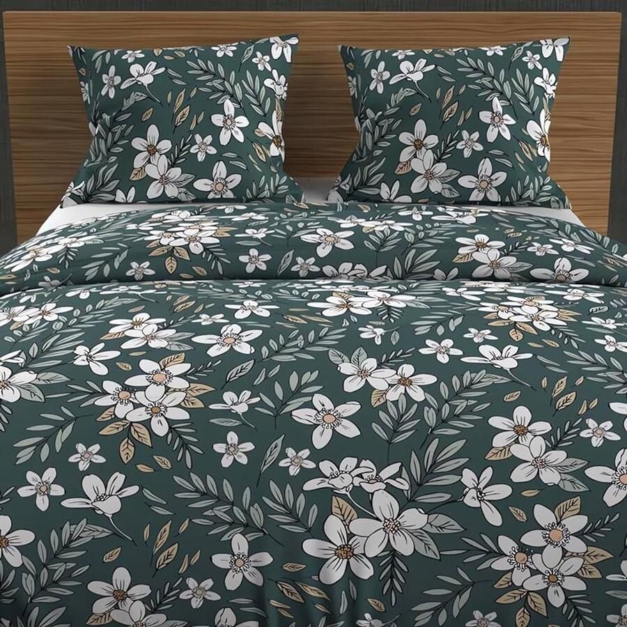 Katoenen dekbedovertrek set 100% katoen 260x240 cm groene kleur