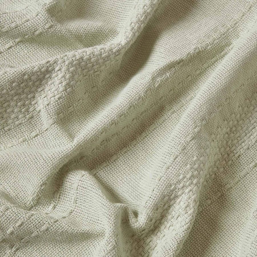 Katoenen deken 150 x 200 cm groen plaid voor bank of bed bankdeken met franjes