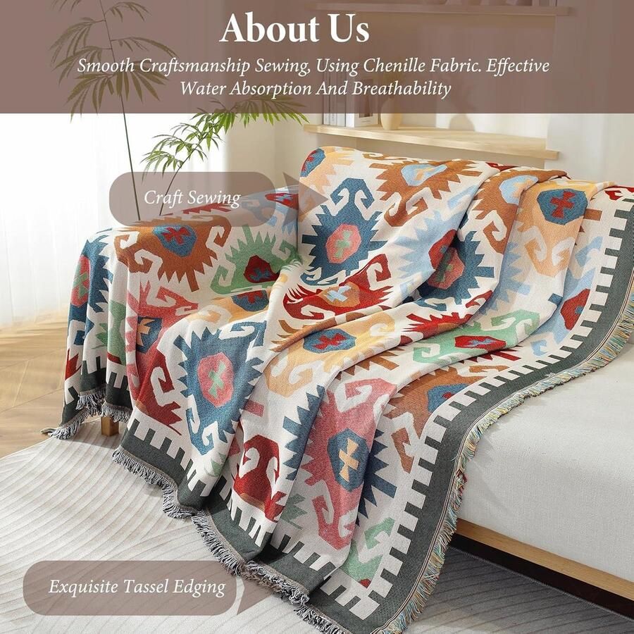 Katoenen deken zachte plaids voor sofa's en bedden licht geometrie 180 * 230 cm