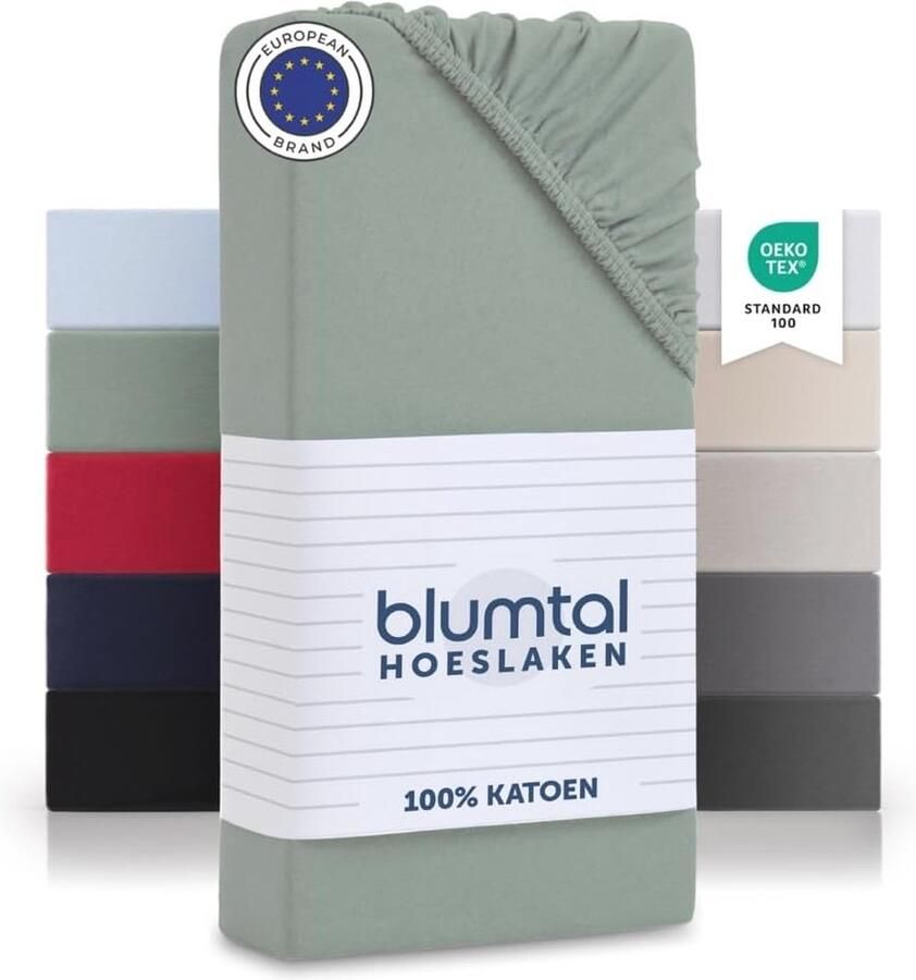 Katoenen Hoeslaken 90x200 cm Jersey Ademend Geschikt voor Matrassen tot 25 cm Hoogte Summer Green