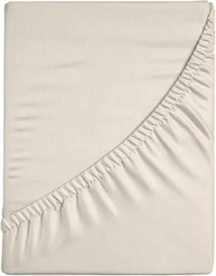 Katoenen hoeslaken voor Frans bed 100% katoen 130 x 200 cm maxi-hoek 30 cm ivoor