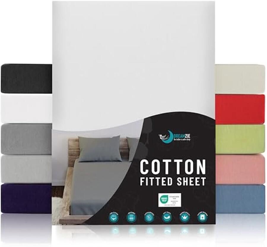 Katoenen Hoeslakens Wit voor Matras 140 x 200 x 22 cm Gecertificeerd Vrij van Chemische en (OEKO TEX)