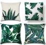 Katoenen linnen kussensloop set van 4 groene tropische bladeren planten gooien vierkante kussenslopen voor bank auto slaapkamer woonkamer bed decoratie 18 x 18 inch - Thumbnail 1