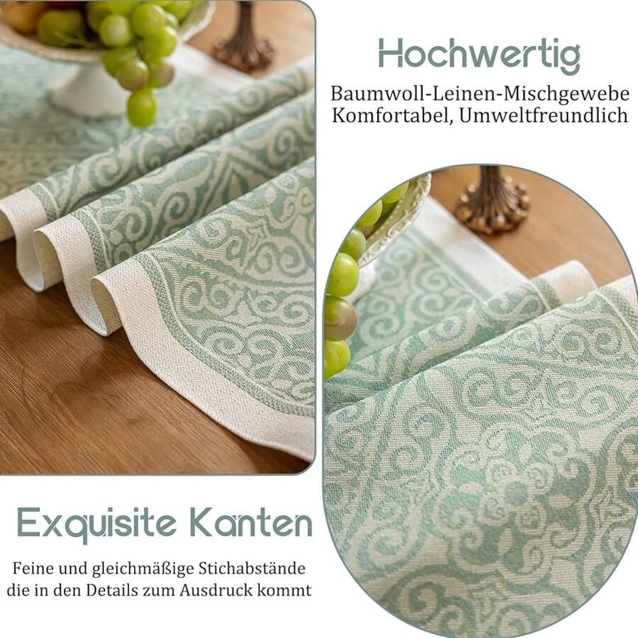 Katoenen linnen tafelloper lentedecoratie 1 stuk groen 35 x 140 cm