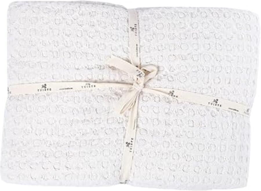 Katoenen Sprei Eenpersoonsbed 150 x 200 cm Witte Zomerdeken met Wafellook voor Bank en Bed