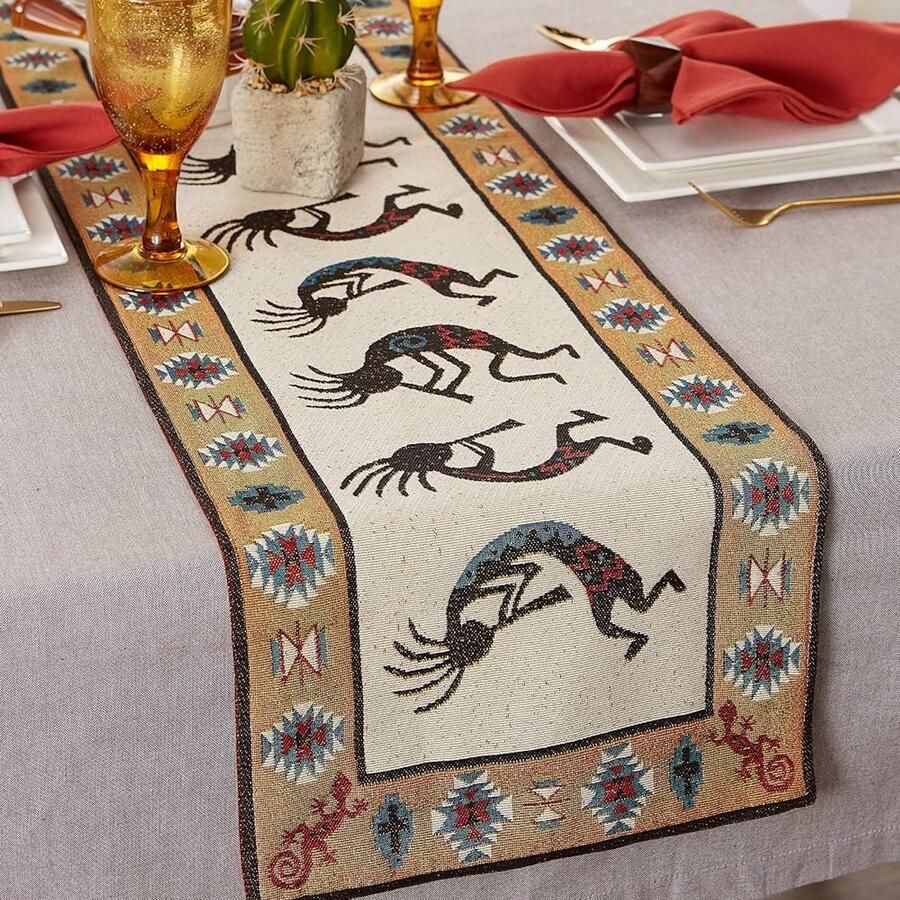 Katoenen Tafelloper Kokopelli Wandtapijt 1 stuk 13 x 72