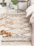 Katoenen tapijt getuft katoenen tapijt wasbaar met kwastjes geweven geometrische shag-overtrek boho-tapijt voor bijkeuken slaapkamer (beige 60 x 180 cm) - Thumbnail 1