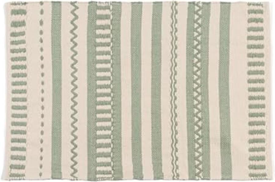 Katoenen Tapijt voor Woonkamer Buiten Balkon Terras Slaapkamer en Keuken Jachtgroen 60 x 90 cm