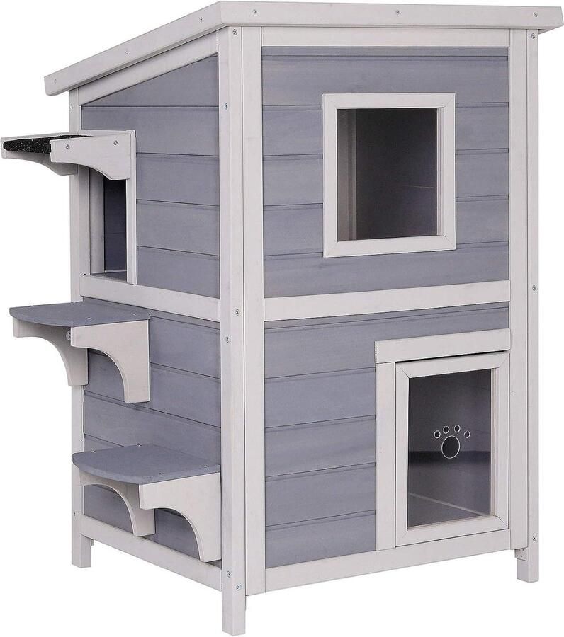 Kattenkast Grijs Kattenhuis 56 x 52 x 82 cm dibea CH10815