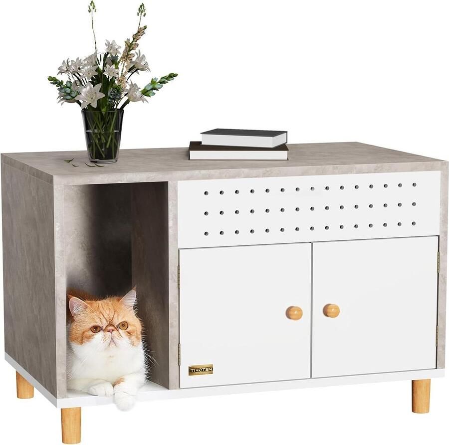 Kattenkast Houten kattenbak behuizing kast Meubels met opslag