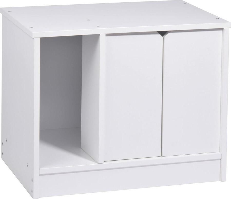 Kattenkast Massief Houten Zeta Kattenhol Met Scheidingswand Kattenhuis Voor Kattenbakken 60 x 40 x 49 cm Wit