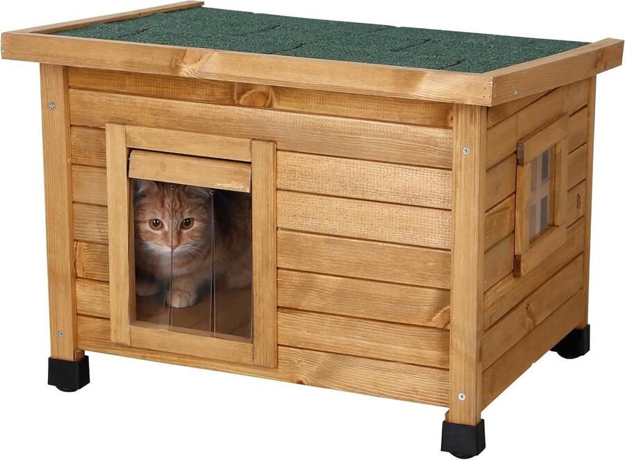 Kattenkast Rustica kattenhuis 57 x 45 x 43 cm houten kattenhuis