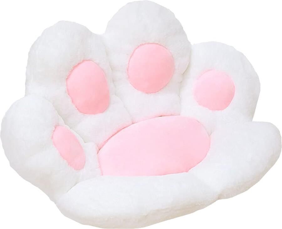 Kattenpootkussen schattig stoelkussen kawaii kattenpootvorm gaming stoelkussen pluche kitten luie bankkussen meisjes gaming stoel kawaii accessoires slaapkamerdecoratie -70*60cm-Wit