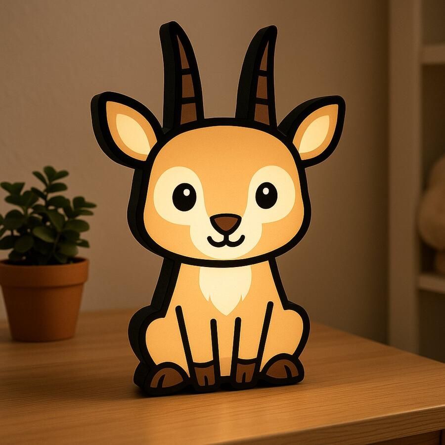 Kawaii Antilope Nachtlamp – 3D Cartoon Dieren Lightbox met USB – Schattige Lamp voor Kinderkamer Babykamer of Cadeau Leeslampje Kinderen Cadeau Jongen Meisje of Baby Muur Decoratie Kunst Kinderkamer Babykamer Origineel Kraamcadeau of
