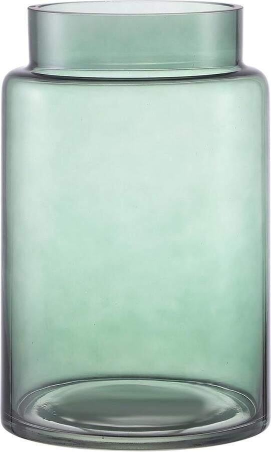 KAYLETIN Grote glazen vaas groene glazen vaas voor bloemen grote bloemenvazen ​​voor boeketten hoge vazen ​​met brede opening voor thuis bruiloft woonkamer kantoorinrichting bruiloft salontafel 23 cm