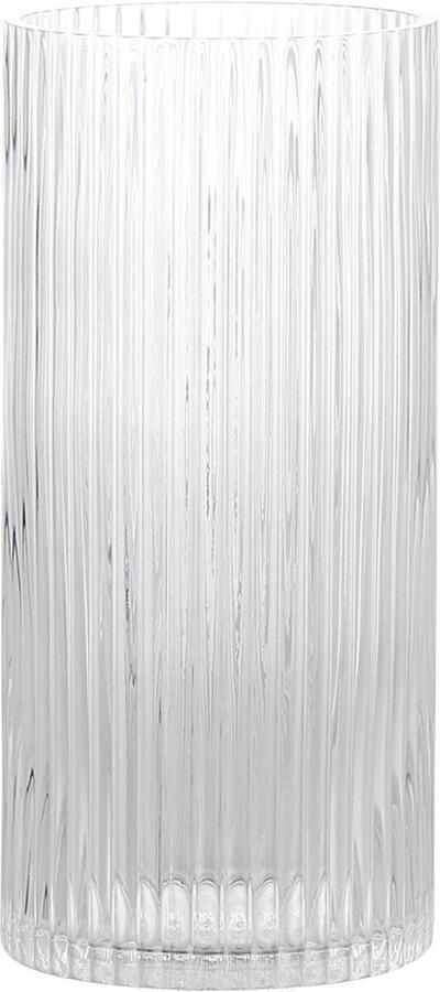 KAYLETIN Transparante glazen vaas voor bloemen geribbelde vaas hoge cilindervormige glazen vazen ​​voor woonkamer slaapkamer eettafel kantoor plank 25 cm