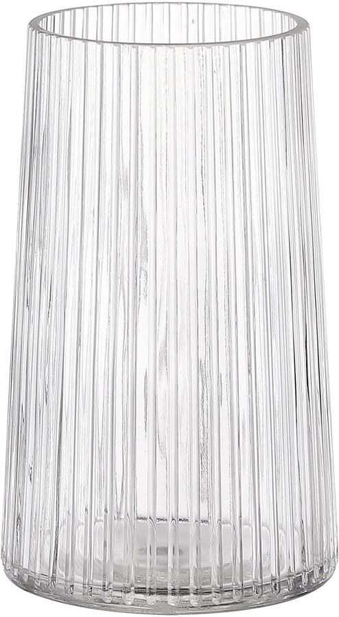 KAYLETIN Transparante glazen vaas voor bloemen glazen bloemenvaas bloemenvazen ​​voor boeketten moderne geribbelde vazen ​​voor woonkamer eetkamer salontafel kantoor bruiloft 20 cm