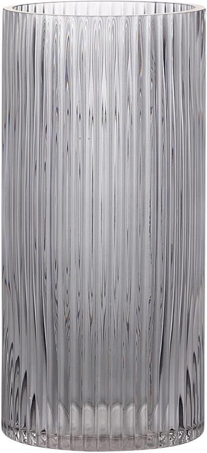 KAYLETIN Zwarte glazen vaas voor bloemen geribbelde glazen vazen zwarte bloemenvaas hoge cilindervormige vazen ​​voor woonkamer eettafel bruiloft boekenplank kantoor 25 cm