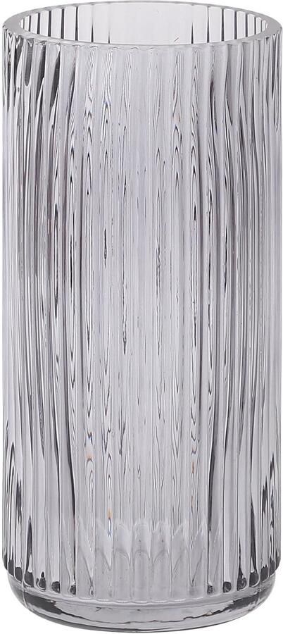 KAYLETIN Zwarte glazen vaas voor bloemen geribbelde glazen vazen zwarte bloemenvaas hoge vaas voor woonkamer eettafel bruiloft boekenplank kantoor 20 cm