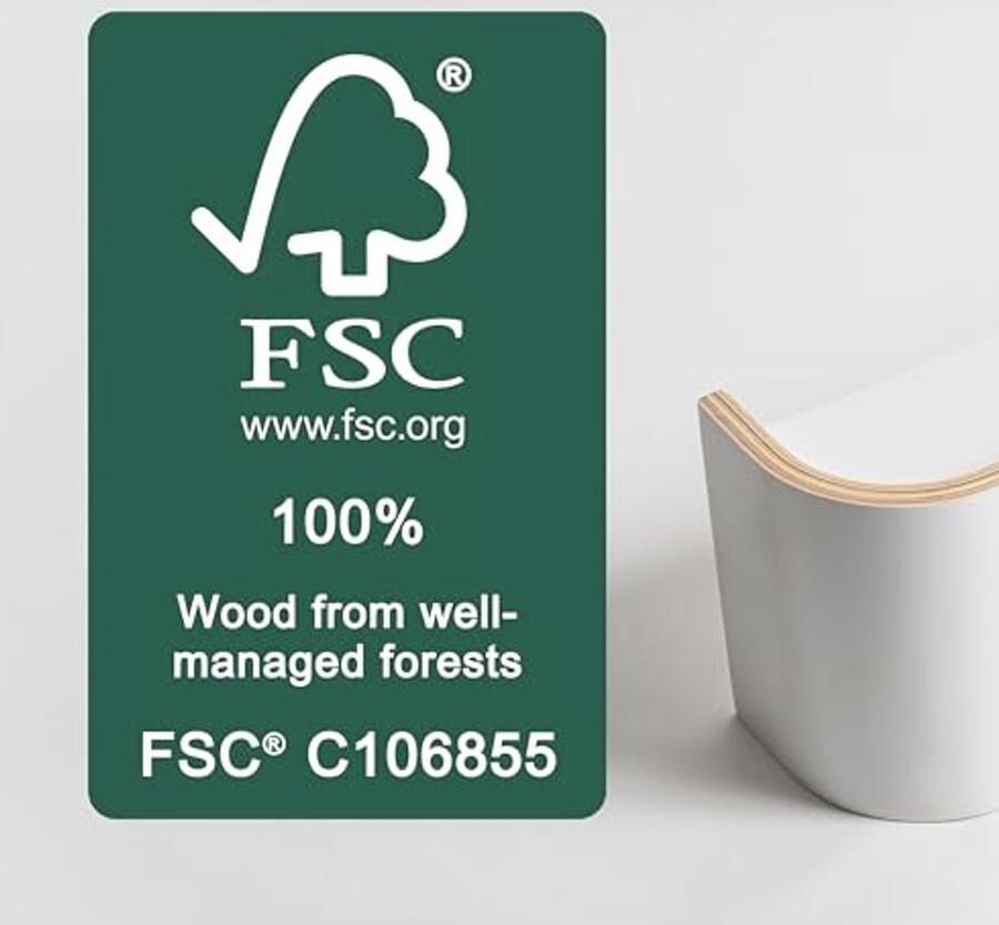 Kazai. Wandkapstok 'Toke' Moderne design kapstok met verborgen muurhaken Garderobepaneel van gefineerd massief hout Wit