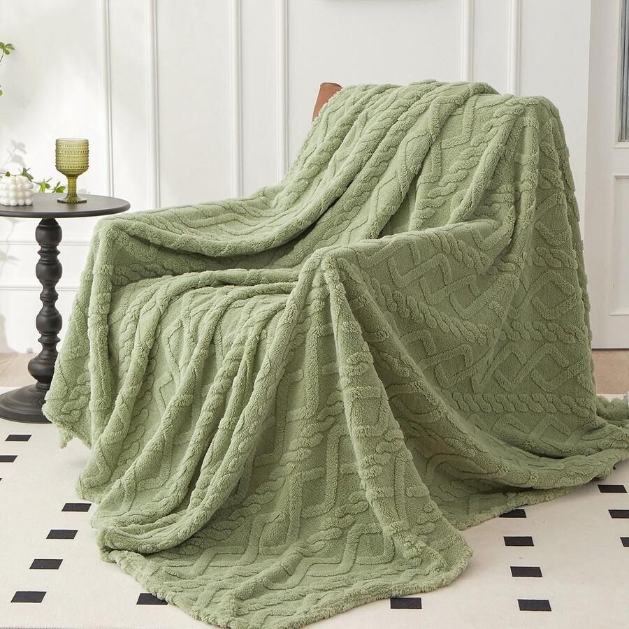 KEAYOO Gezellige deken voor op de bank gemaakt van heerlijk zachte microvezels Veelzijdige en onderhoudsvriendelijke deken Ideaal als deken voor op de bank en als sprei voor op bed Goede cadeaus (Groen 150x200cm)