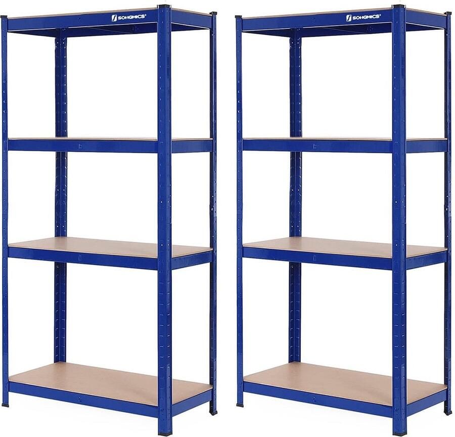 Rootz Living Rootz Kelderplankenset Opbergrek Metalen rekken Zwaar uitgevoerd 40 cm x 80 cm x 160 cm Blauw Staal en MDF 130 kg capaciteit