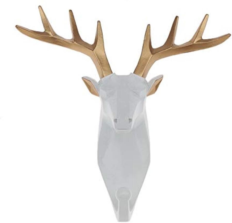 Kepfire hars huis muur decor housewarming cadeau witte herten dierenkop kapstok muur haak kapstok hangende rek slaapkamer