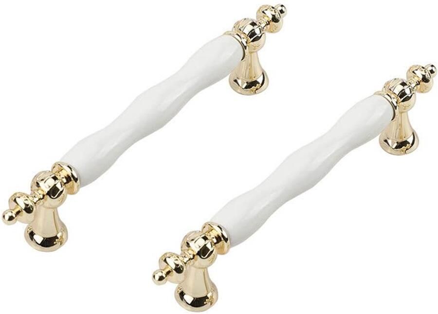 Keramiek Kastgreep Wit Vintage 2 Stuks Meubel Handgrepen