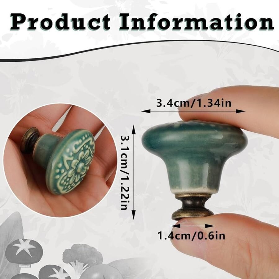 Keramische Bloemladeknoppen Vintage Design Set van 4 Keramiek